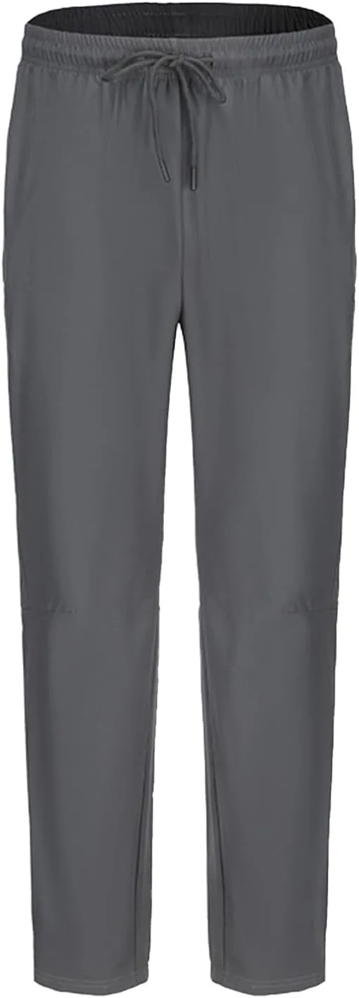 Ice Silk Casual Pants for Men Drawstring Quick Drying Straight Leg Pants Lightweight Stretch Soft Comfy-Fit Trousers