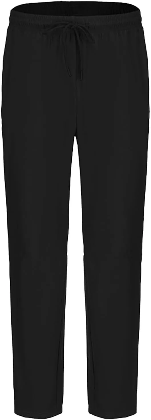 Ice Silk Casual Pants for Men Drawstring Quick Drying Straight Leg Pants Lightweight Stretch Soft Comfy-Fit Trousers
