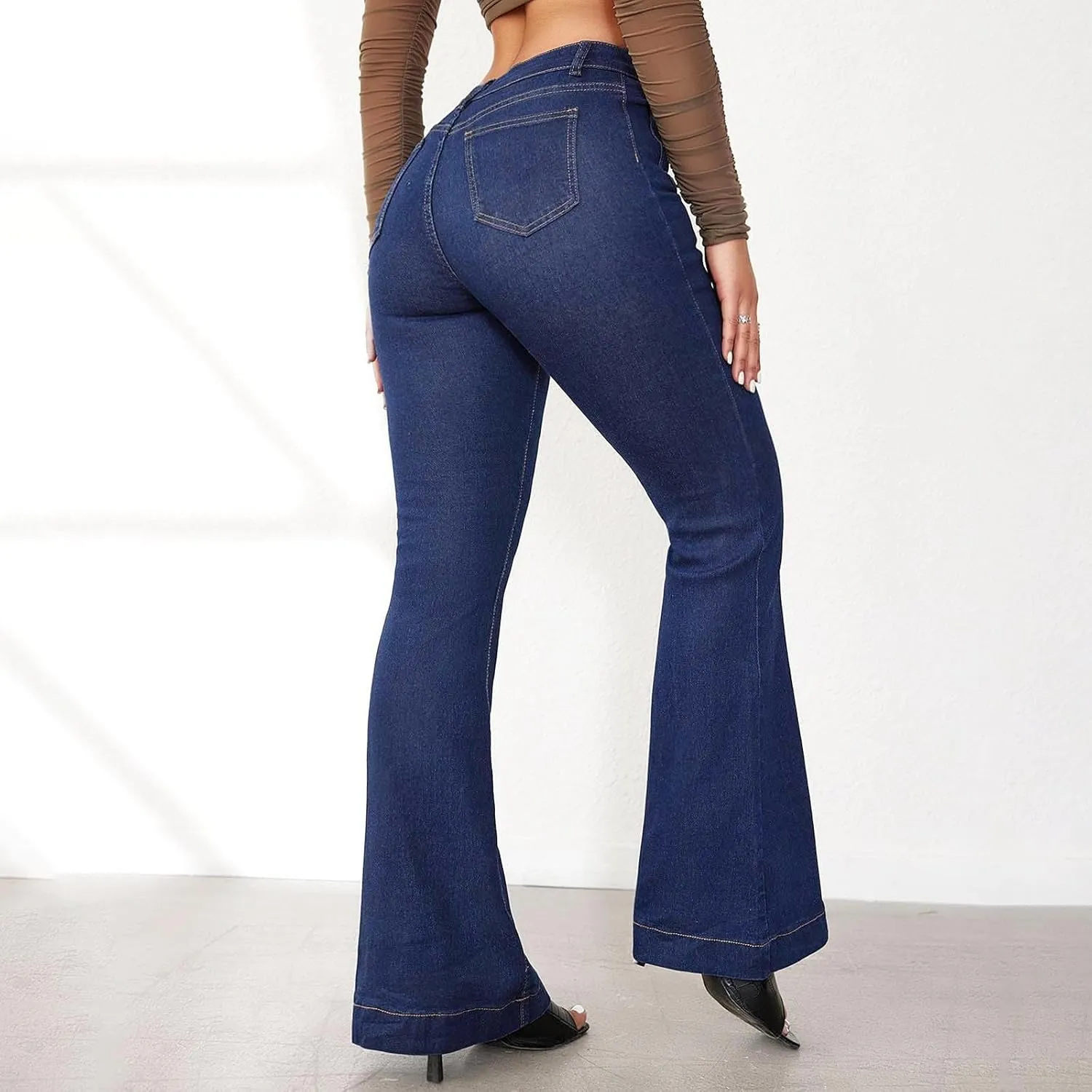 Jeans for Women Womens Jeans Stretchy High or Mid Waisted Jeans for Women Womens Wide Leg Pants