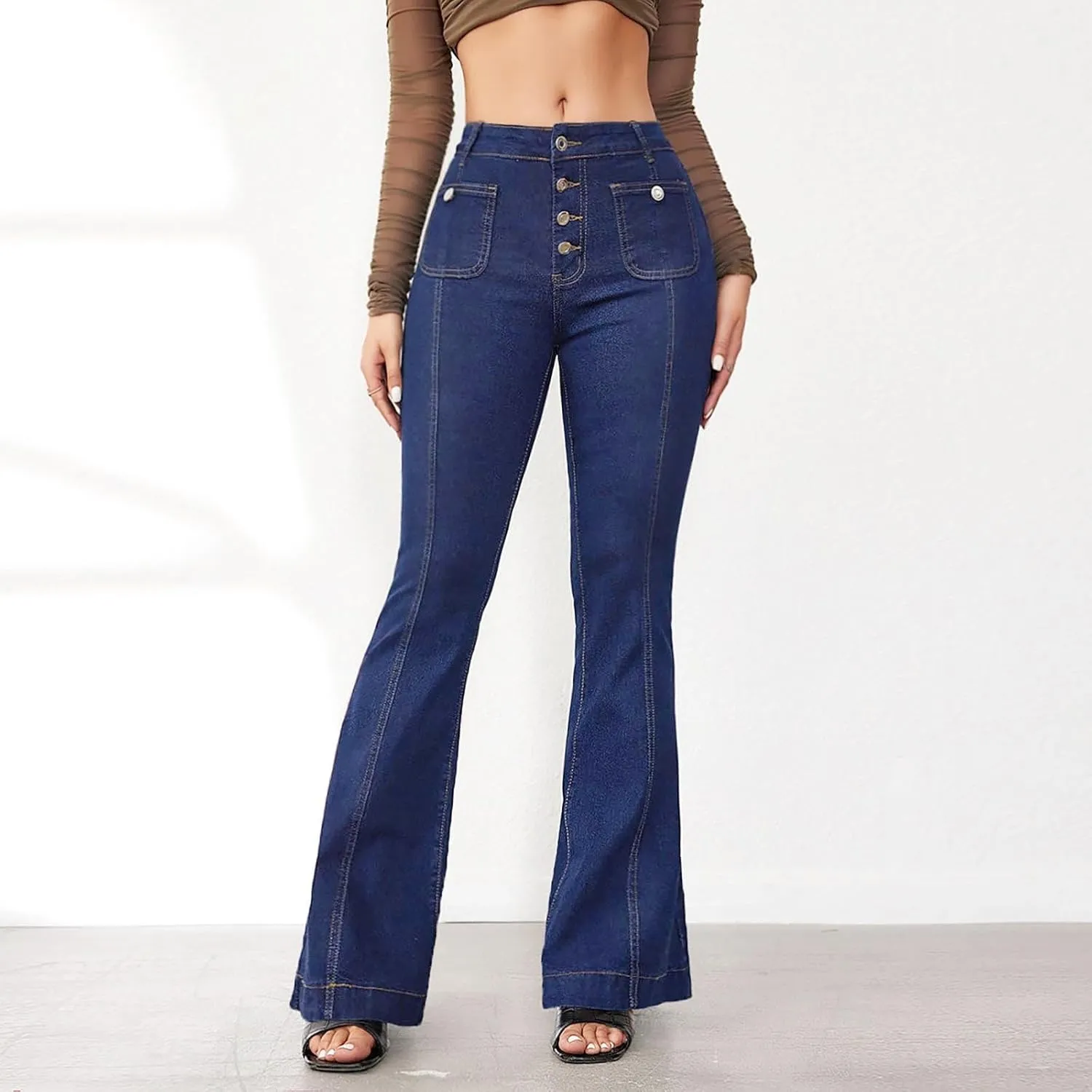 Jeans for Women Womens Jeans Stretchy High or Mid Waisted Jeans for Women Womens Wide Leg Pants