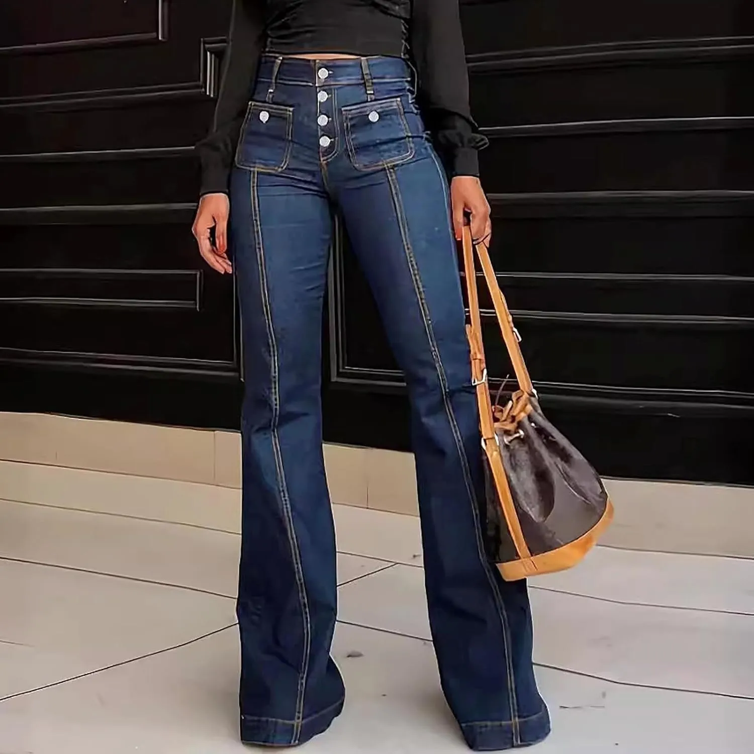 Jeans for Women Womens Jeans Stretchy High or Mid Waisted Jeans for Women Womens Wide Leg Pants