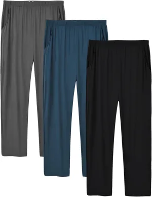 JINSHI Mens Modal Pajama Pants 2 Pack Lightweight Long Bottoms Pants with Pocket Drawstring