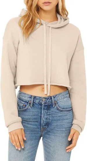 JustBlanks B7502 Women's Crop Fleece Pullover Hooded Sweatshirt