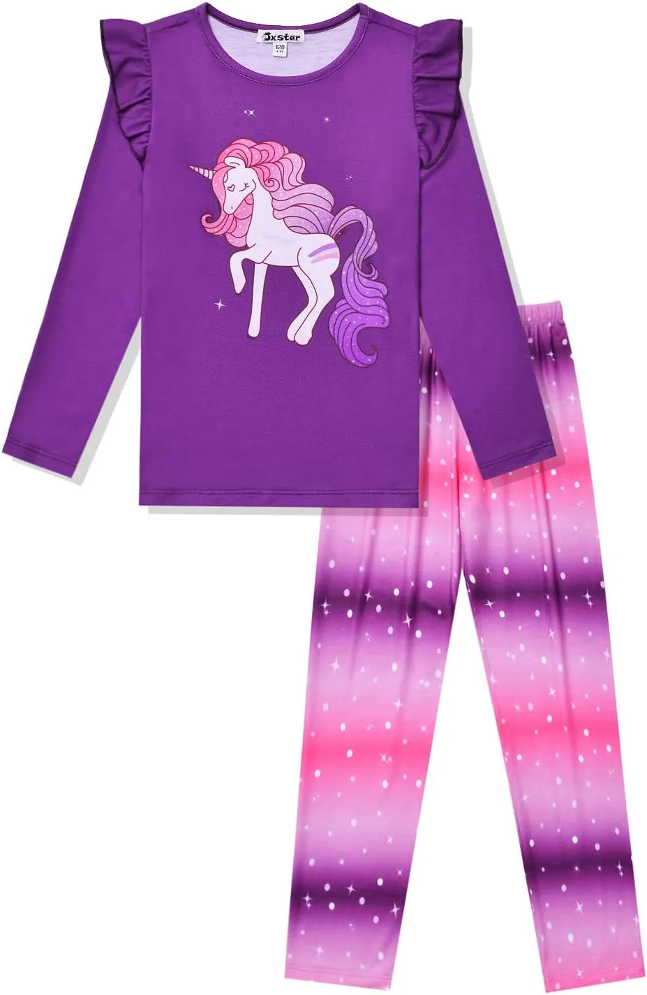 Jxstar Girls Pajamas Pjs Set Flutter Sleeve Sleepwear Kids Fall Winter Cotton Night Clothes