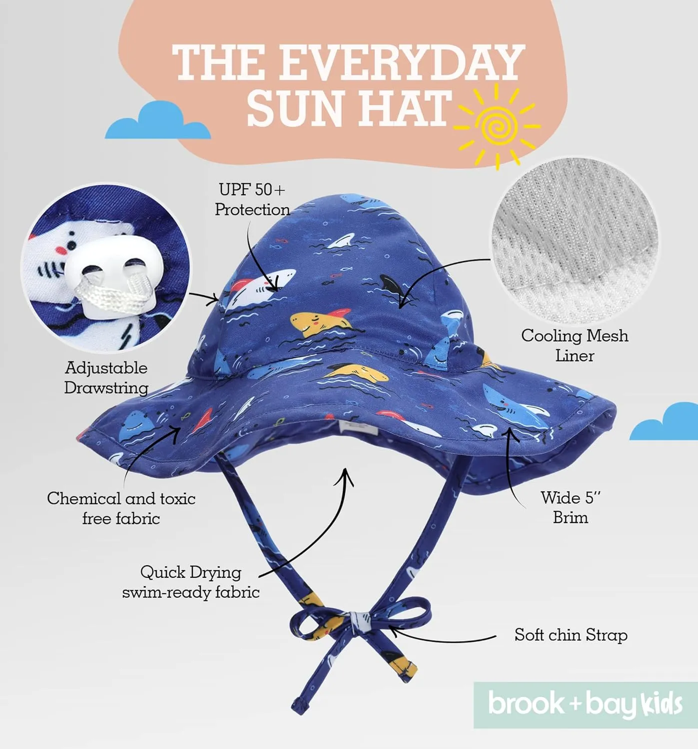 Kids Sun Hat - Toddler Beach Hat, Girls Sun Hat, Sun Hat Toddler, Kids Beach Hat - Kids Sun Hat Boys & Girls with Wide Brim