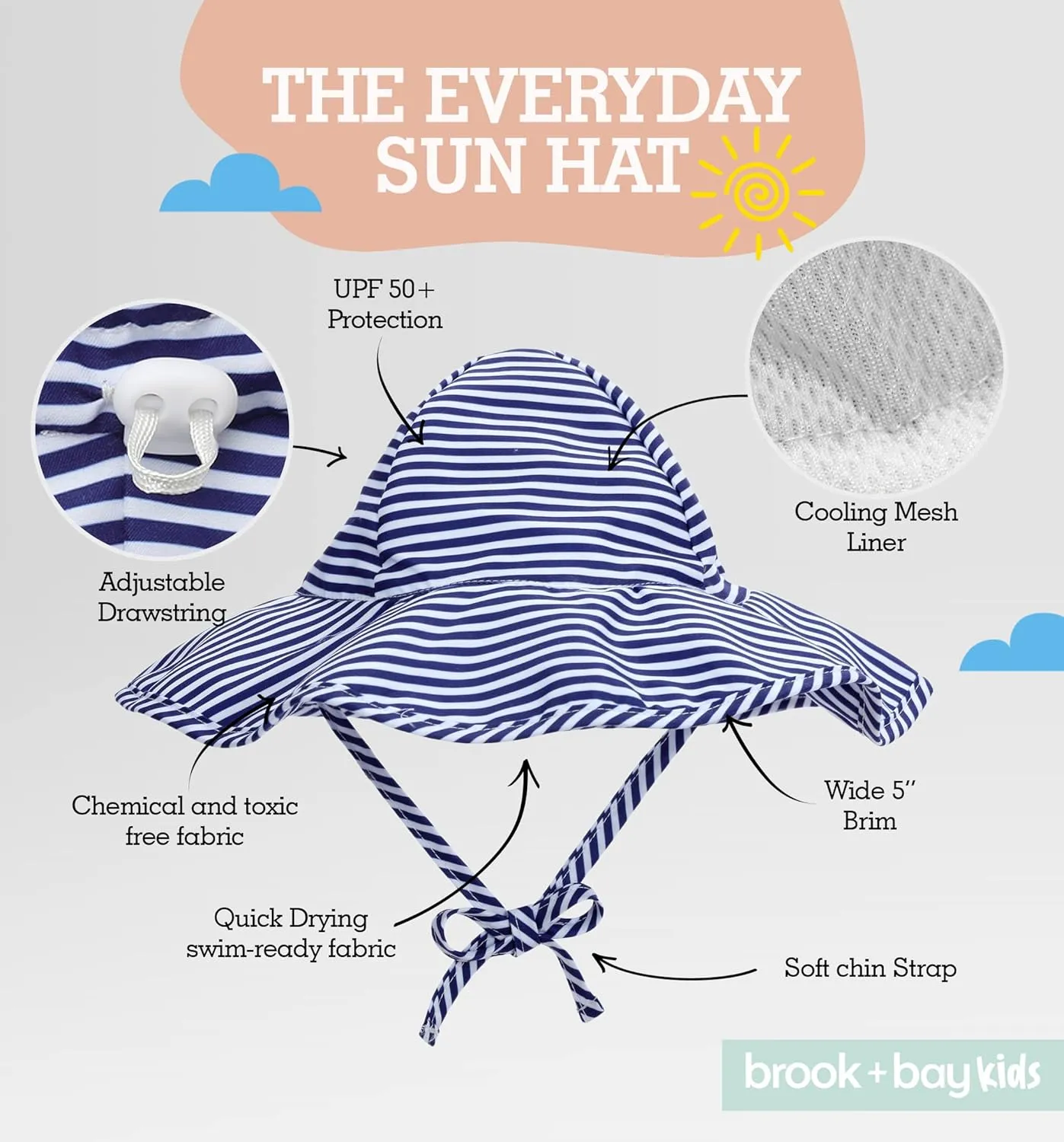 Kids Sun Hat - Toddler Beach Hat, Girls Sun Hat, Sun Hat Toddler, Kids Beach Hat - Kids Sun Hat Boys & Girls with Wide Brim
