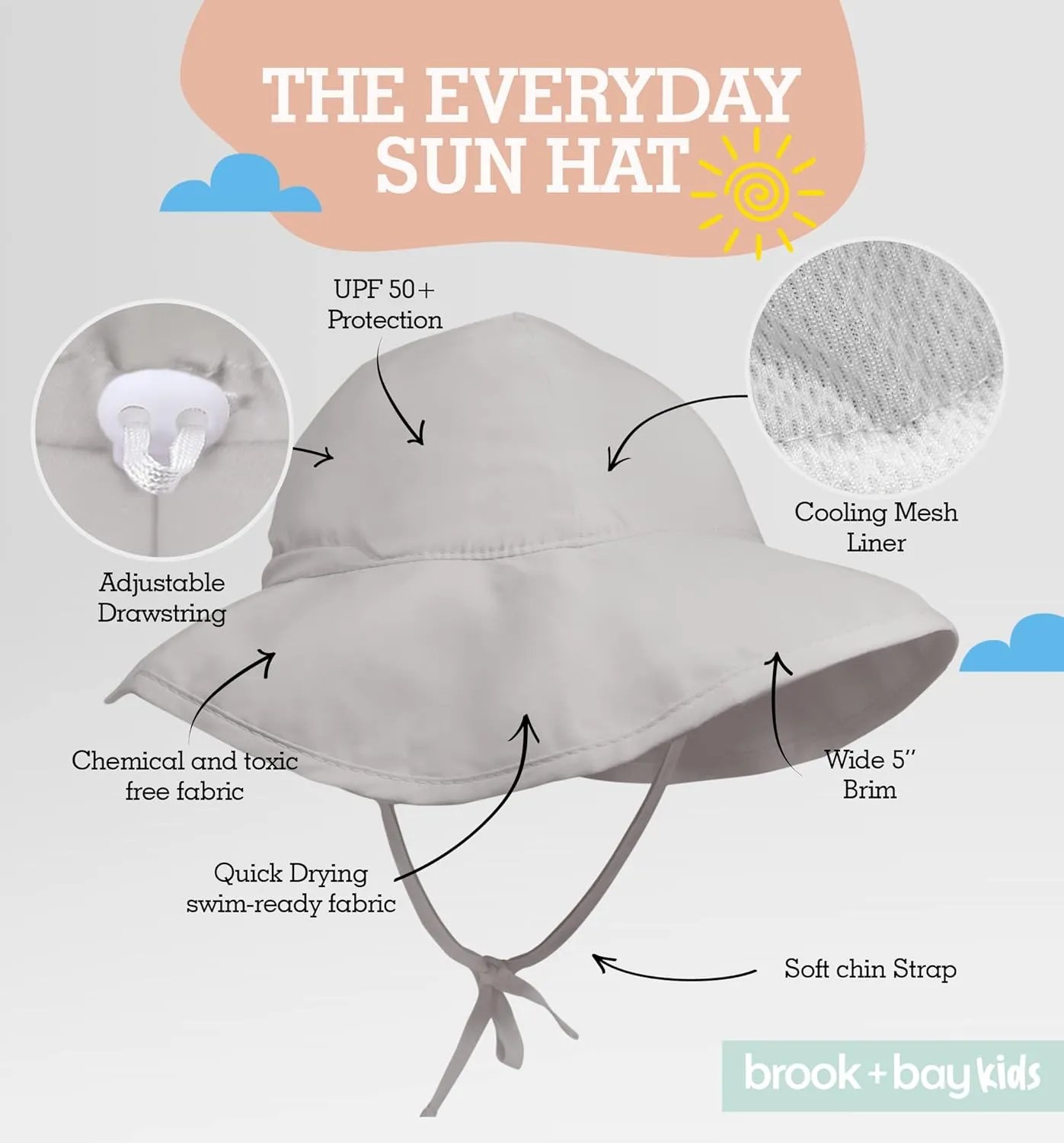 Kids Sun Hat - Toddler Beach Hat, Girls Sun Hat, Sun Hat Toddler, Kids Beach Hat - Kids Sun Hat Boys & Girls with Wide Brim