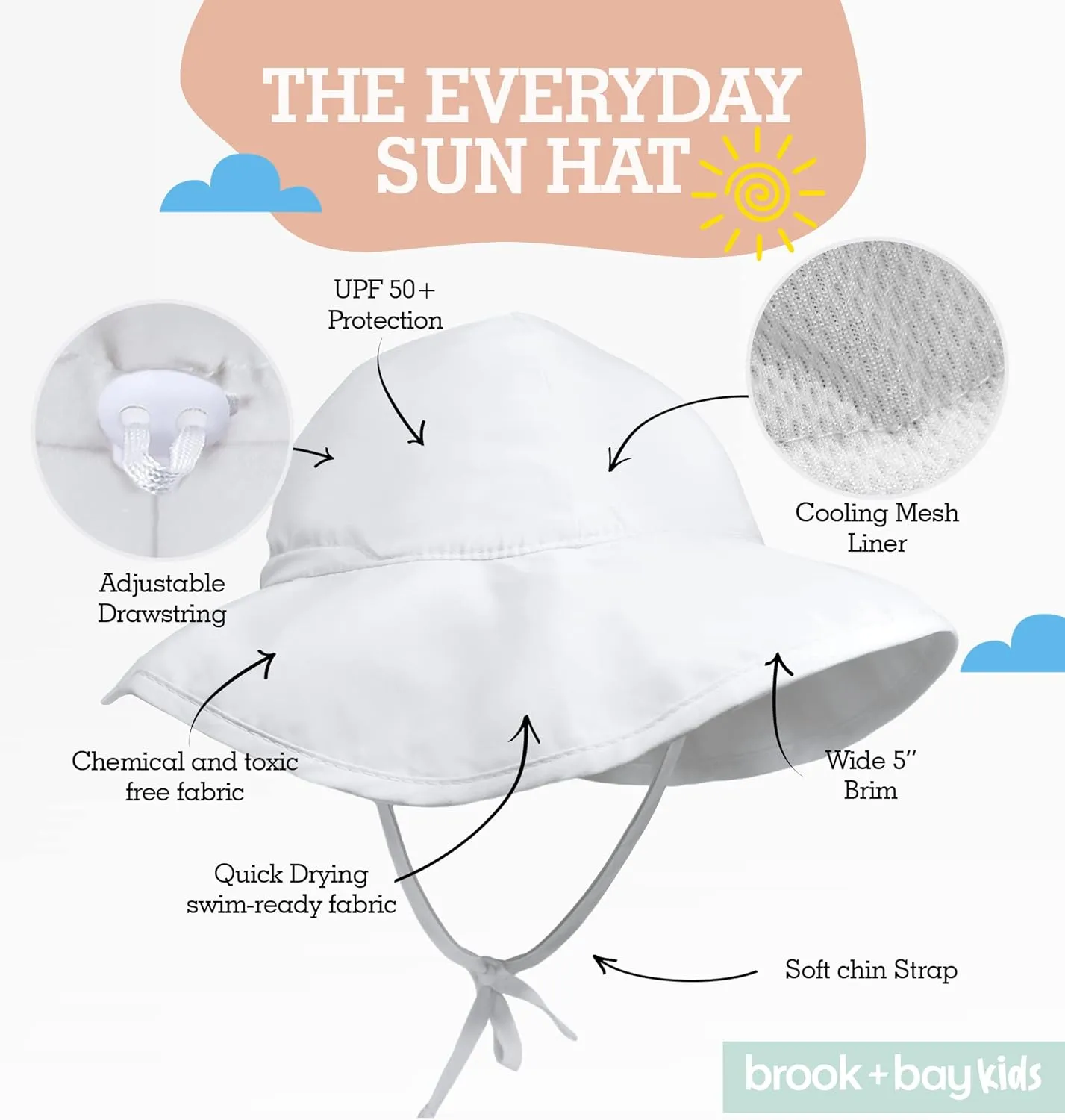Kids Sun Hat - Toddler Beach Hat, Girls Sun Hat, Sun Hat Toddler, Kids Beach Hat - Kids Sun Hat Boys & Girls with Wide Brim