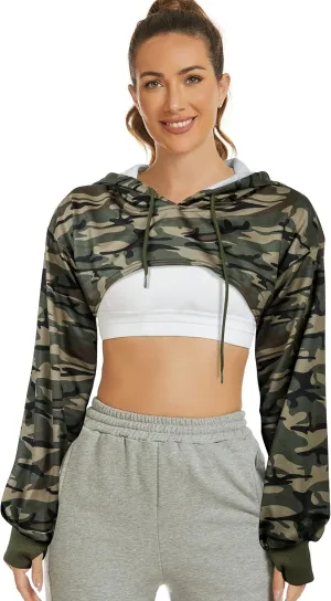 Kissonic Women's Long Sleeve Super Crop Top Hoodies Athletic Cropped Pullover Casual Sweatshirts