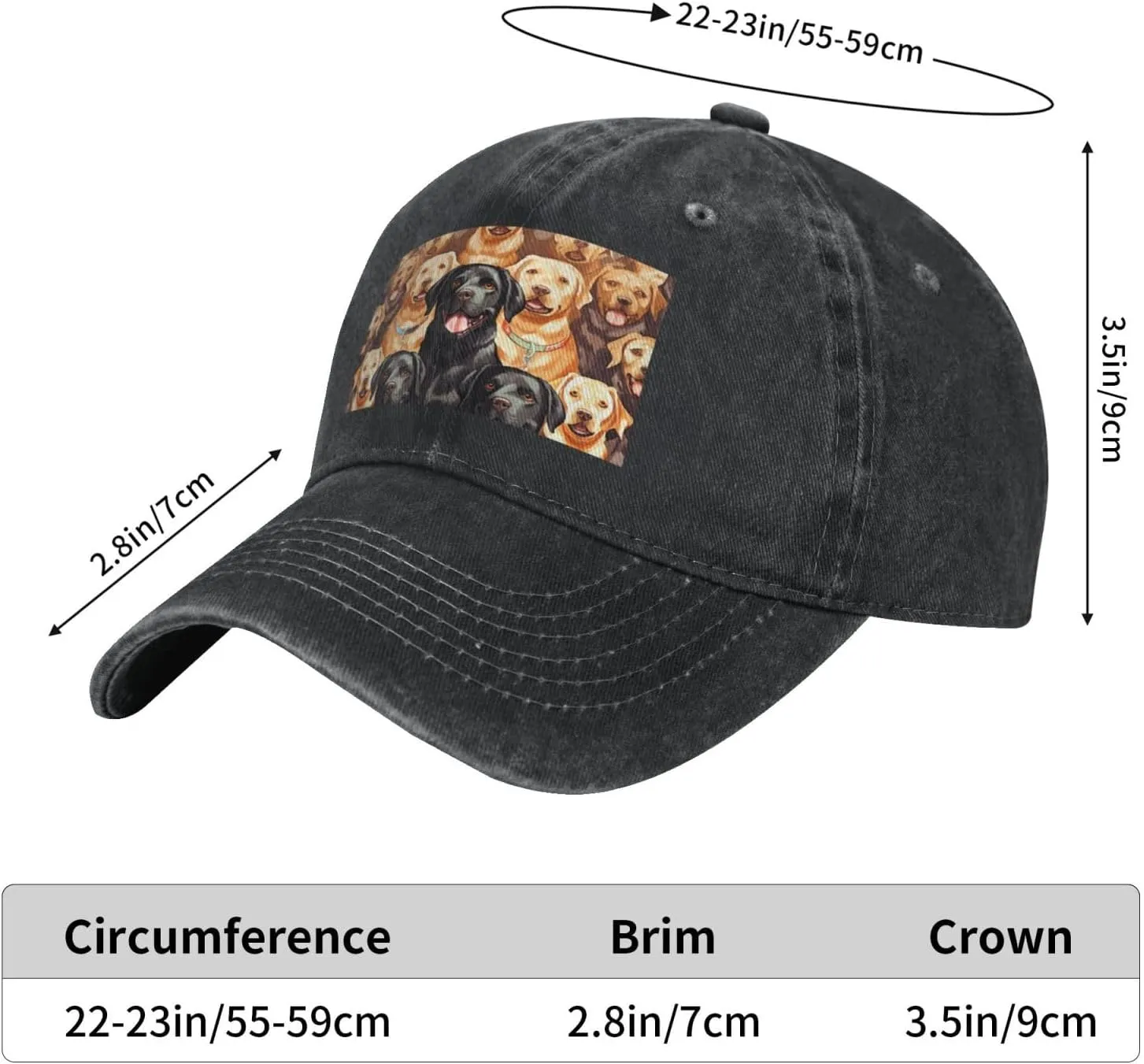 Labrador Retriever Dogs Unisex Baseball Cap Breathable Cotton Trucker Hat Classic Denim Dad Hat Summer Sun Hat