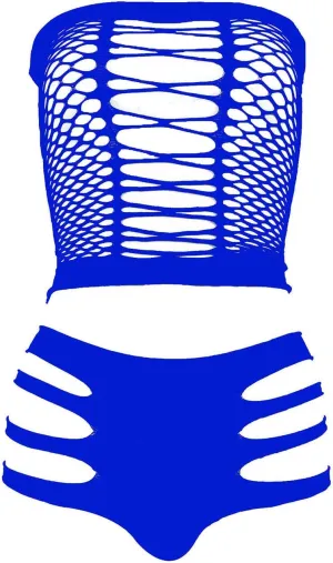 LEMON GIRL Women's Lingerie Fishnet BabyDoll Bodysuit Mini Dress Set One Size