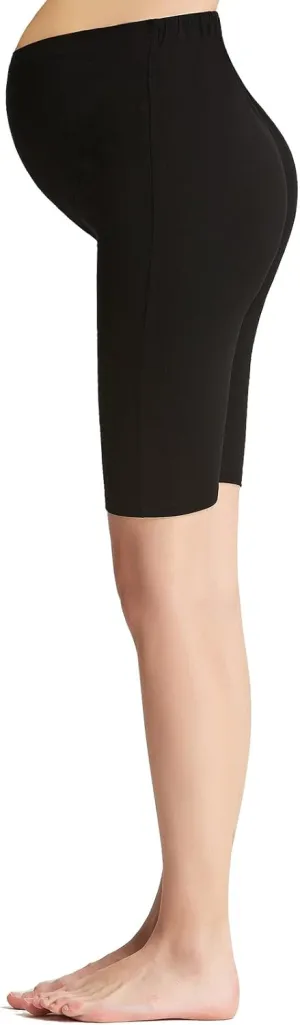 Liang Rou Maternity Belly Support Mini-Ribbed Stretch Short Leggings