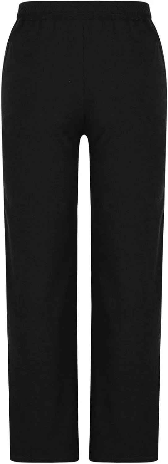 Linen Pants Men Casual Elastic Waist Drawstring Beach Summer Lightweight Breathable Trousers Straight Leg Summer