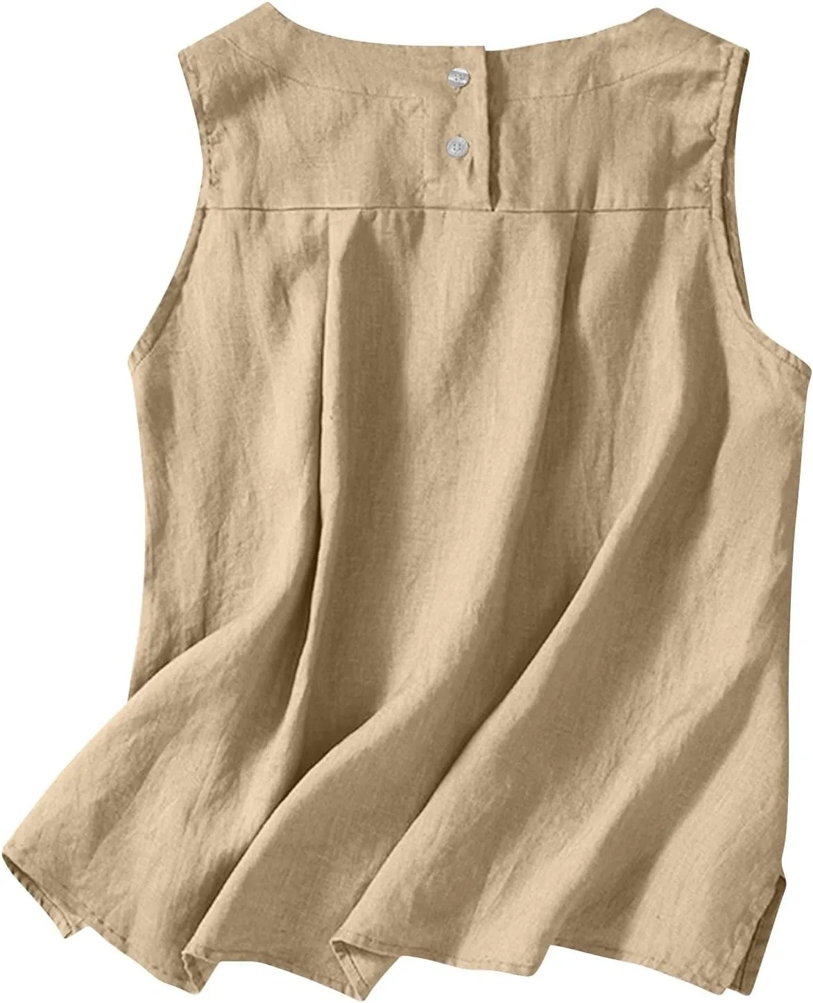 Linen Tank Tops for Women Cotton Summer Sleeveless Casual Cute Tops Y2k Going Out Outfits Button Back Beach Camisole
