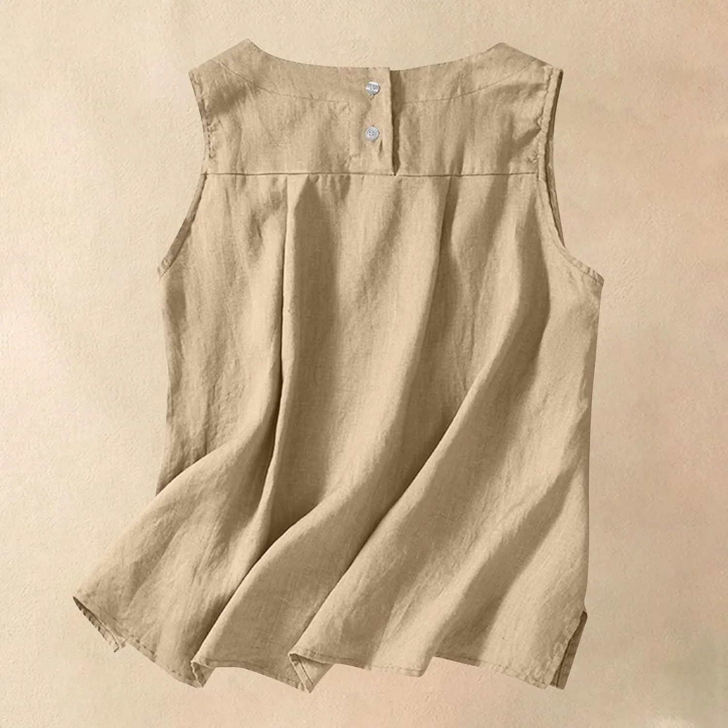 Linen Tank Tops for Women Cotton Summer Sleeveless Casual Cute Tops Y2k Going Out Outfits Button Back Beach Camisole