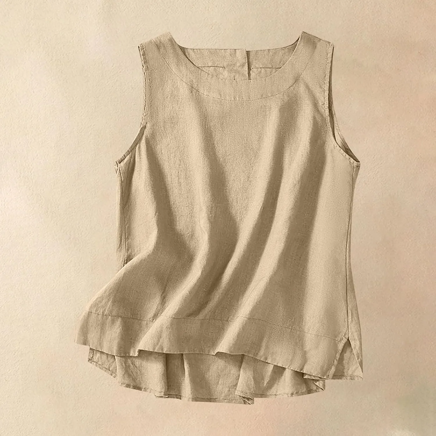 Linen Tank Tops for Women Cotton Summer Sleeveless Casual Cute Tops Y2k Going Out Outfits Button Back Beach Camisole