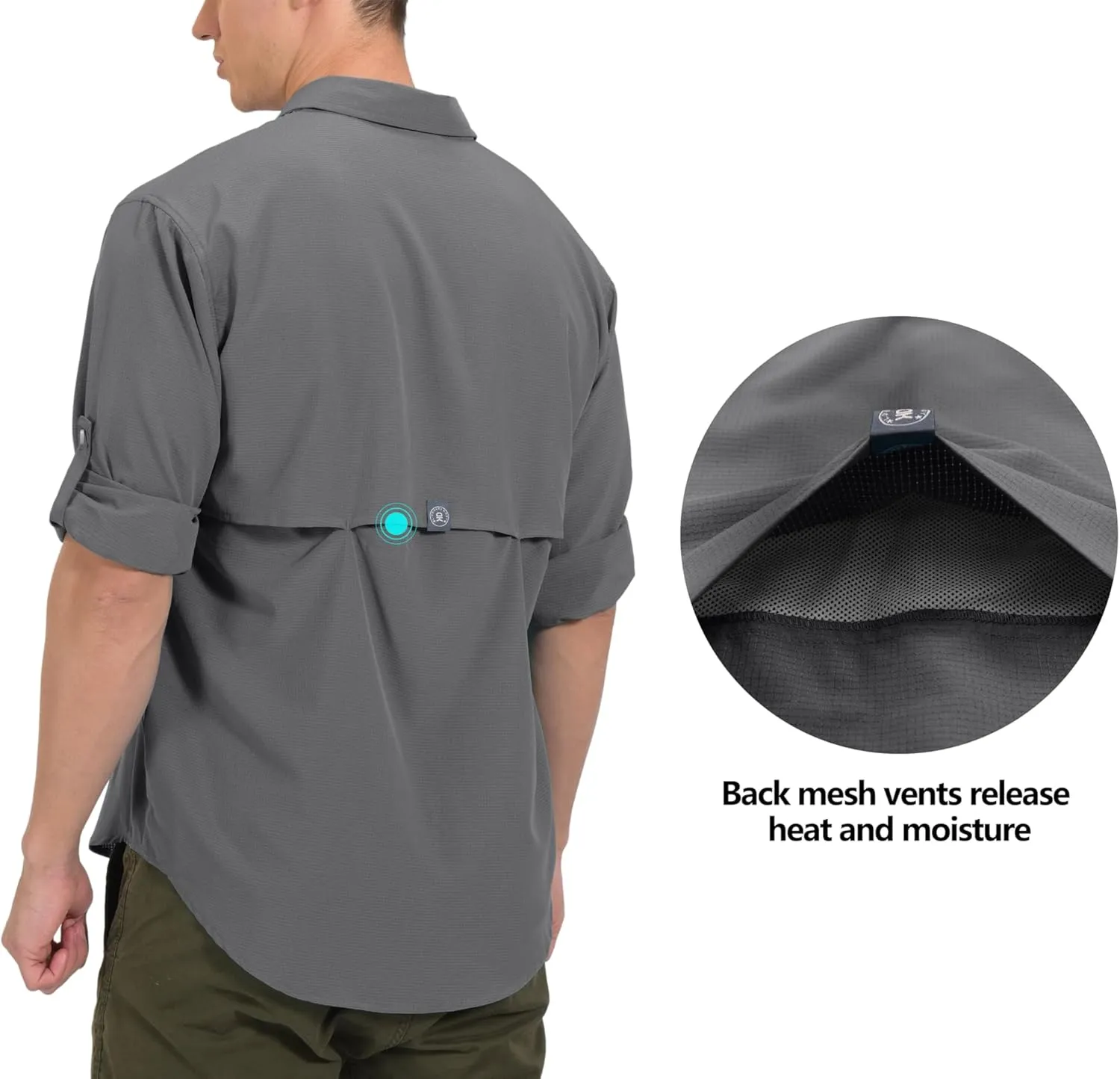 Little Donkey Andy Men's UPF 50 UV Protection Shirt, Breathable Long Sleeve Fishing Hiking Shirts, Quick Dry
