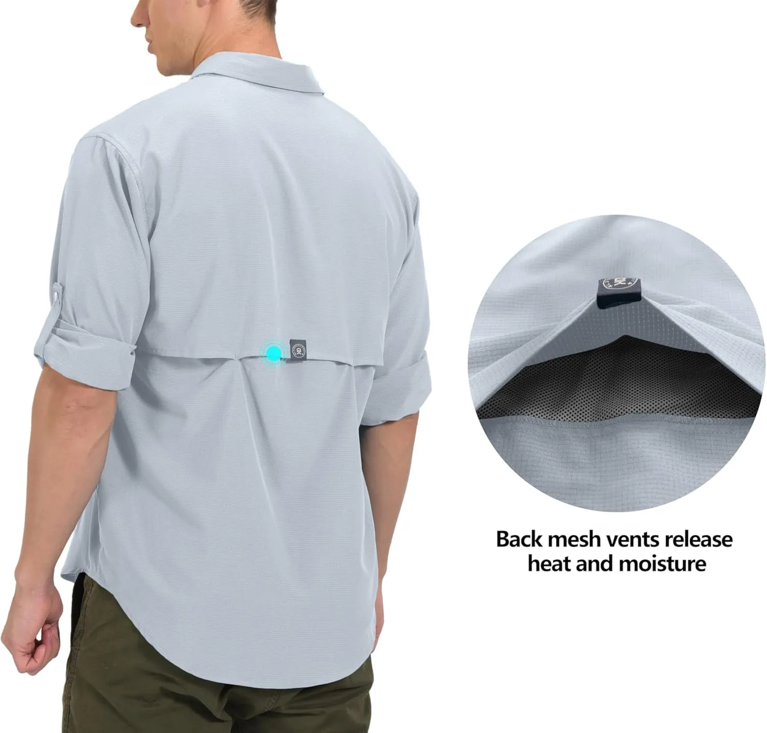 Little Donkey Andy Men's UPF 50 UV Protection Shirt, Breathable Long Sleeve Fishing Hiking Shirts, Quick Dry
