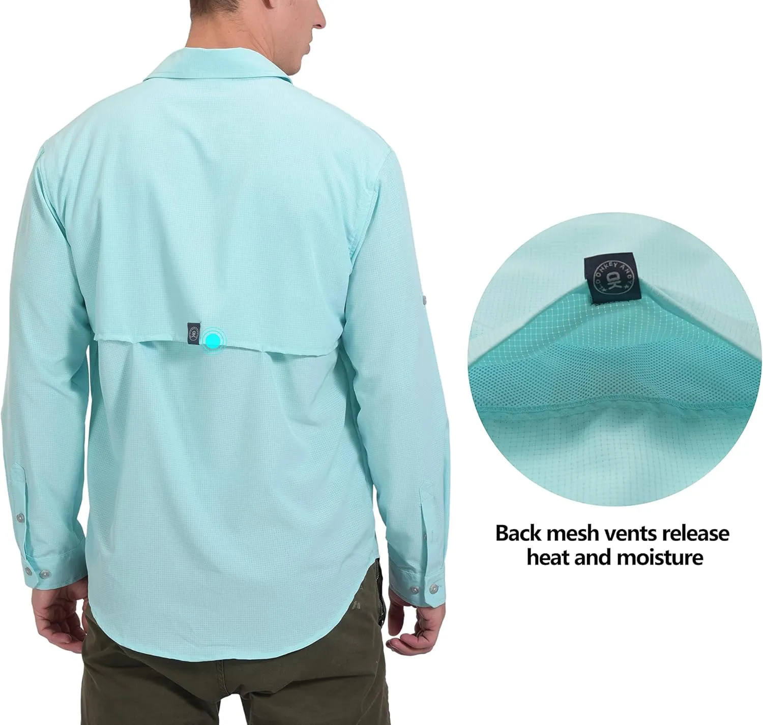 Little Donkey Andy Men's UPF 50 UV Protection Shirt, Breathable Long Sleeve Fishing Hiking Shirts, Quick Dry