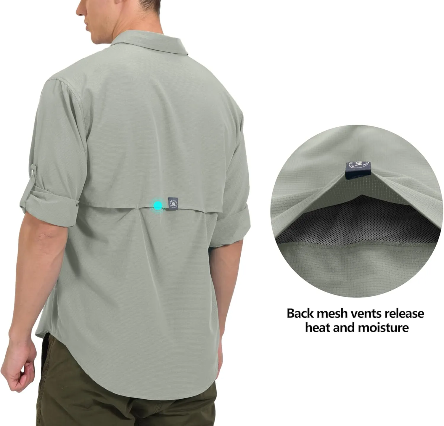 Little Donkey Andy Men's UPF 50 UV Protection Shirt, Breathable Long Sleeve Fishing Hiking Shirts, Quick Dry