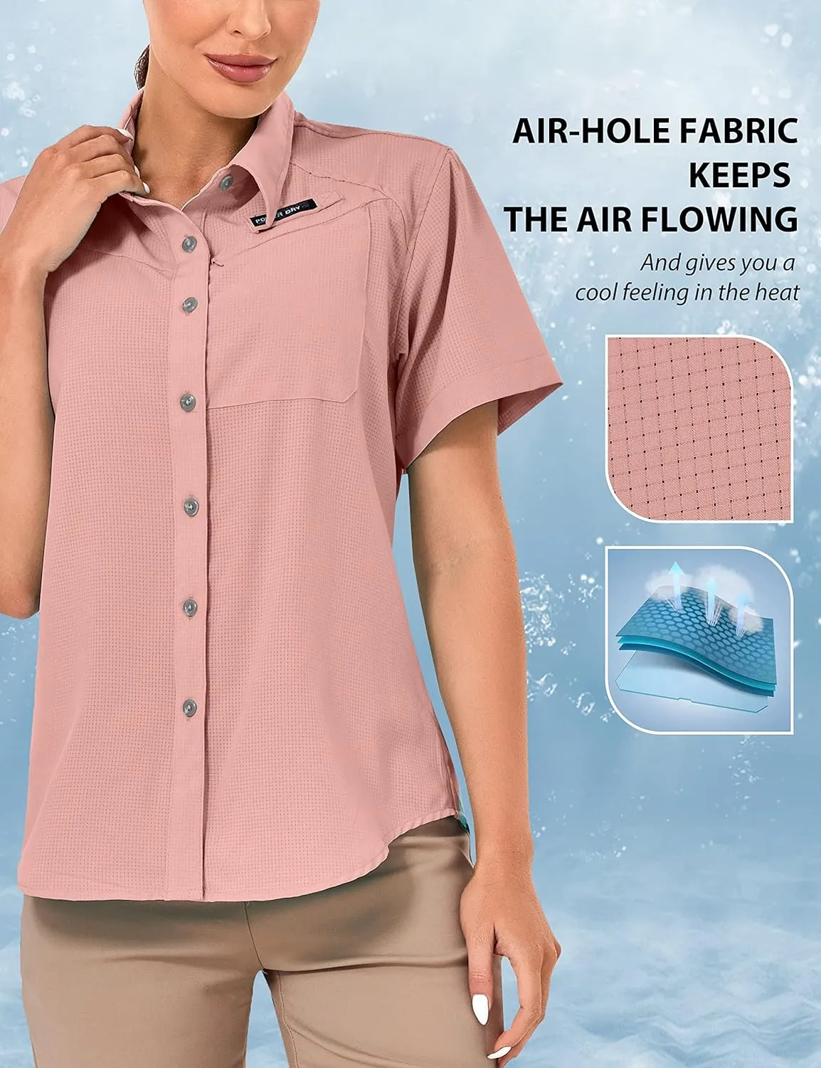 Little Donkey Andy Women's UPF 50 UV Protection Shirt, Breathable Short Sleeve Fishing Hiking Shirts, Quick Dry