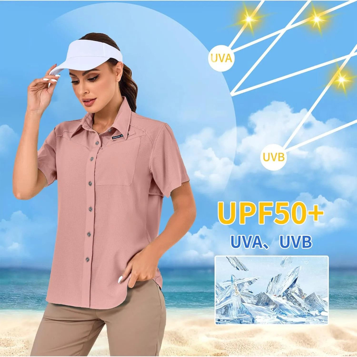 Little Donkey Andy Women's UPF 50 UV Protection Shirt, Breathable Short Sleeve Fishing Hiking Shirts, Quick Dry