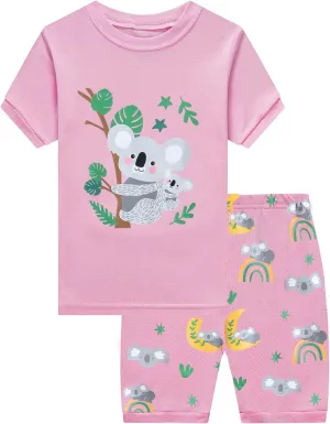 Little Girls Pajamas Short Sleeve 100% Cotton Toddler Pjs Mermaid Sleepwear Unicorn Pajama Summer Clothes Sets 1-7T