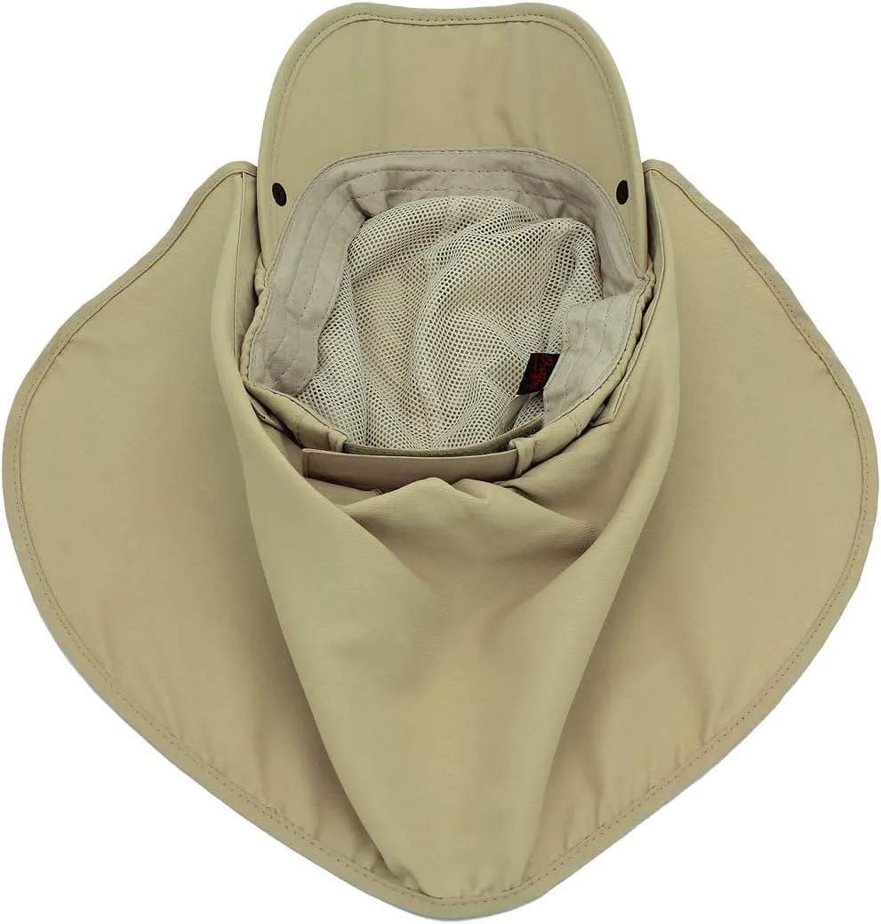LLmoway Men Women Safari Fishing Sun Cap with Removable Neck Flap Quick Dry Hats