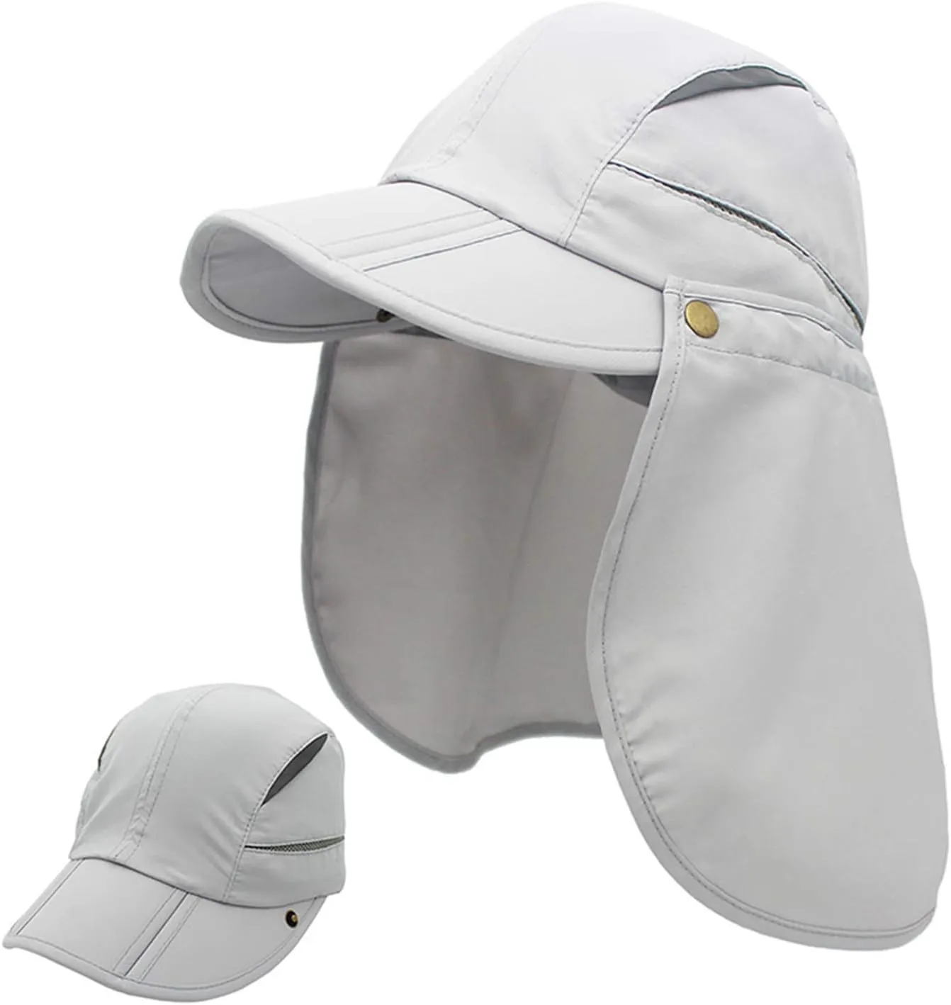 LLmoway Men Women Safari Fishing Sun Cap with Removable Neck Flap Quick Dry Hats