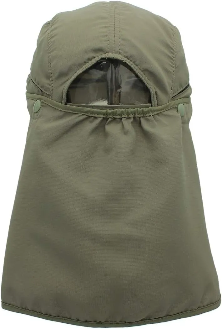 LLmoway Men Women Safari Fishing Sun Cap with Removable Neck Flap Quick Dry Hats
