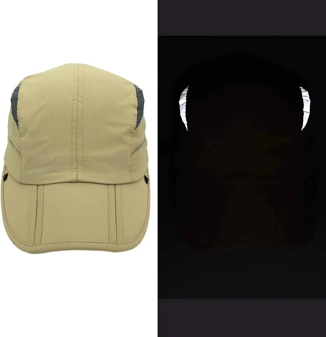 LLmoway Men Women Safari Fishing Sun Cap with Removable Neck Flap Quick Dry Hats