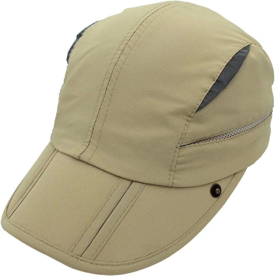 LLmoway Men Women Safari Fishing Sun Cap with Removable Neck Flap Quick Dry Hats