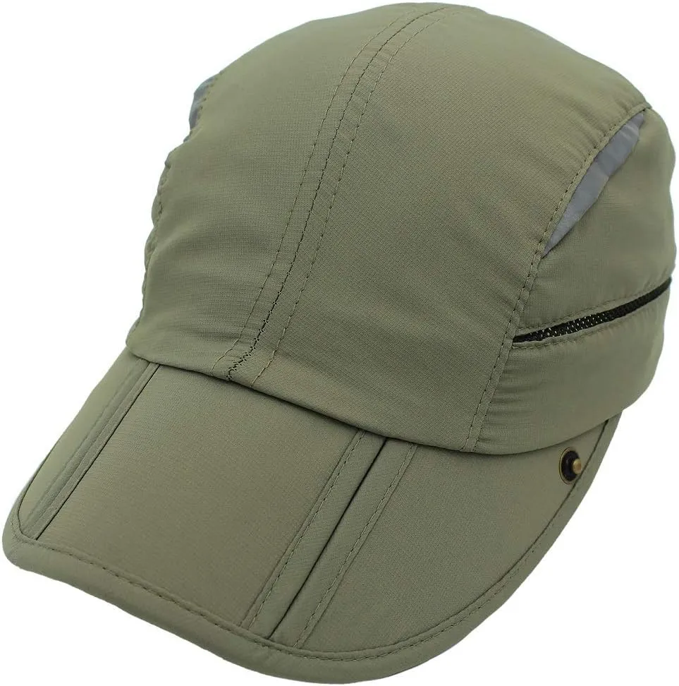 LLmoway Men Women Safari Fishing Sun Cap with Removable Neck Flap Quick Dry Hats