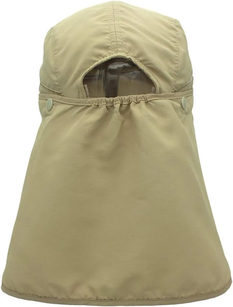 LLmoway Men Women Safari Fishing Sun Cap with Removable Neck Flap Quick Dry Hats