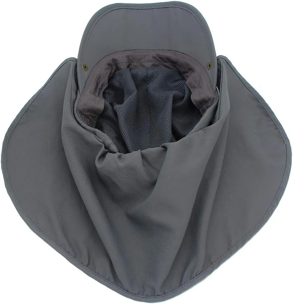 LLmoway Men Women Safari Fishing Sun Cap with Removable Neck Flap Quick Dry Hats
