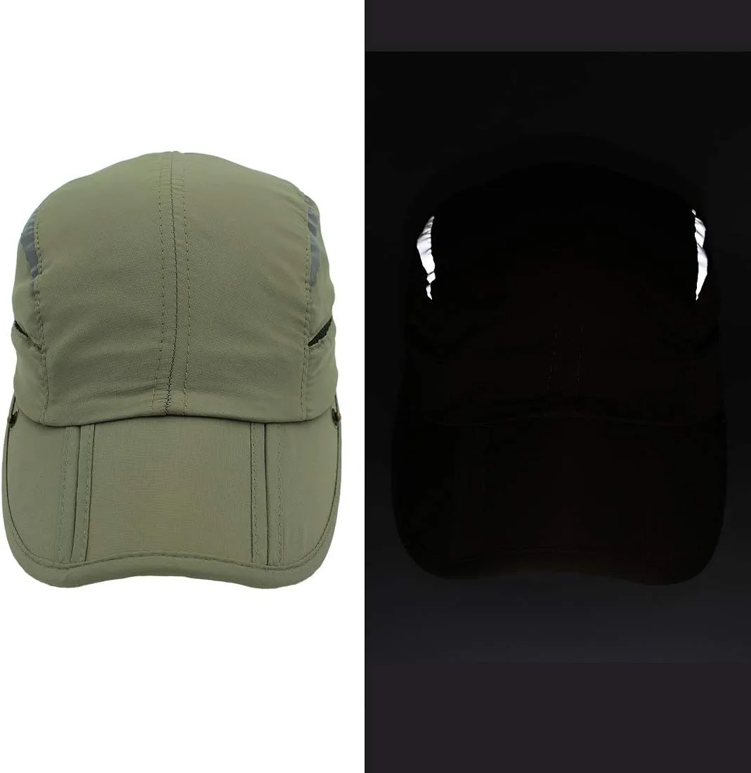 LLmoway Men Women Safari Fishing Sun Cap with Removable Neck Flap Quick Dry Hats