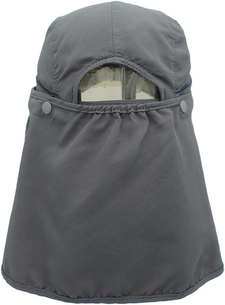 LLmoway Men Women Safari Fishing Sun Cap with Removable Neck Flap Quick Dry Hats