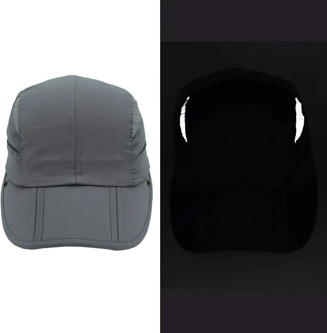 LLmoway Men Women Safari Fishing Sun Cap with Removable Neck Flap Quick Dry Hats