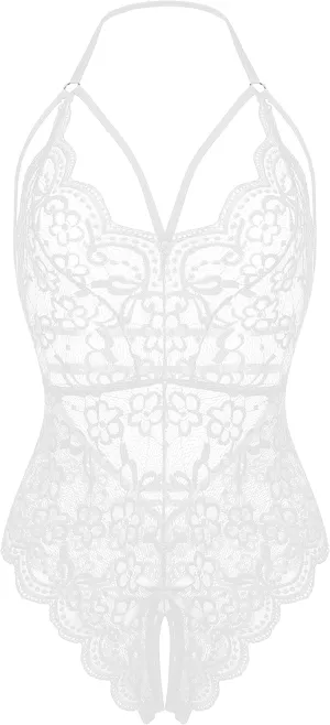 LOLLO VITA Women Lingerie Lace Bodysuit Floral Babydoll One Piece Sleepwear