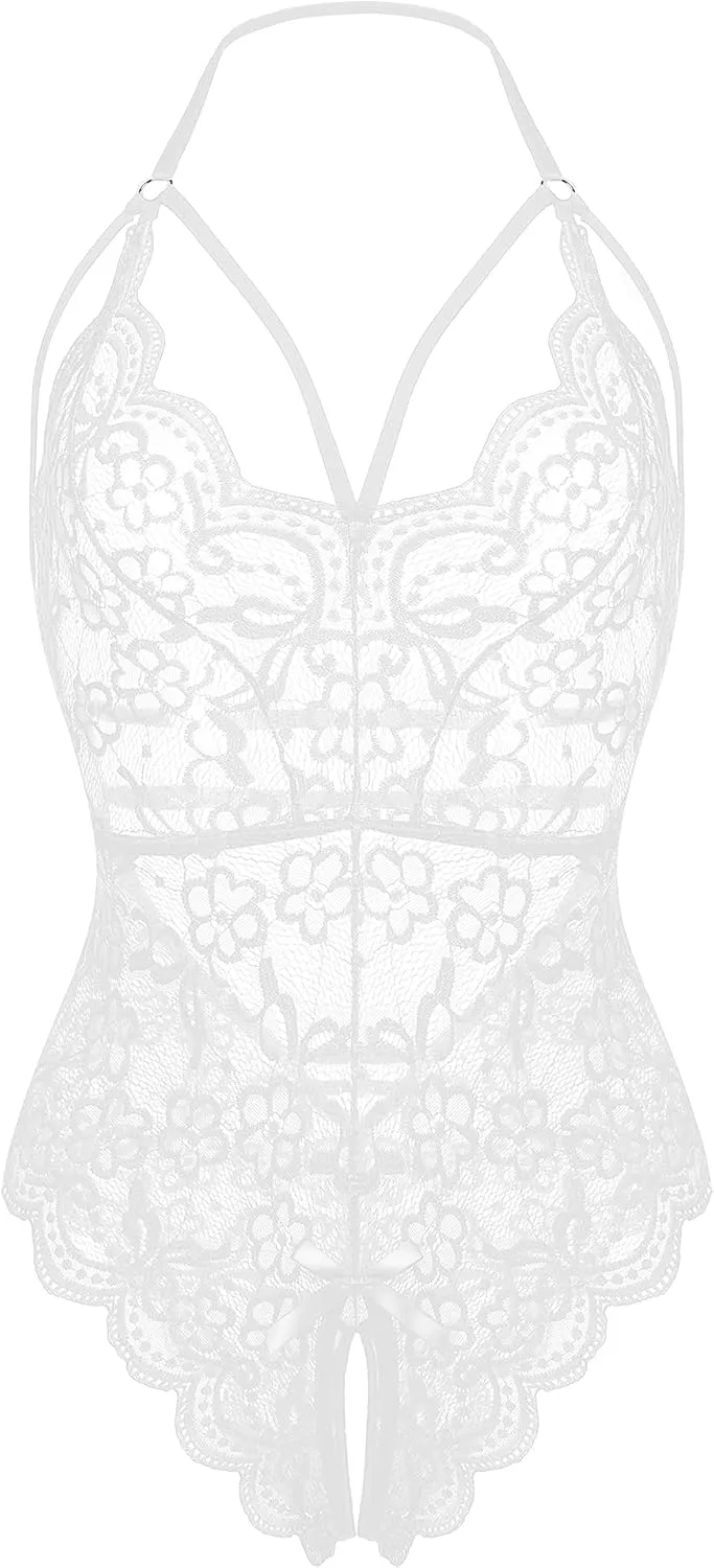 LOLLO VITA Women Lingerie Lace Bodysuit Floral Babydoll One Piece Sleepwear