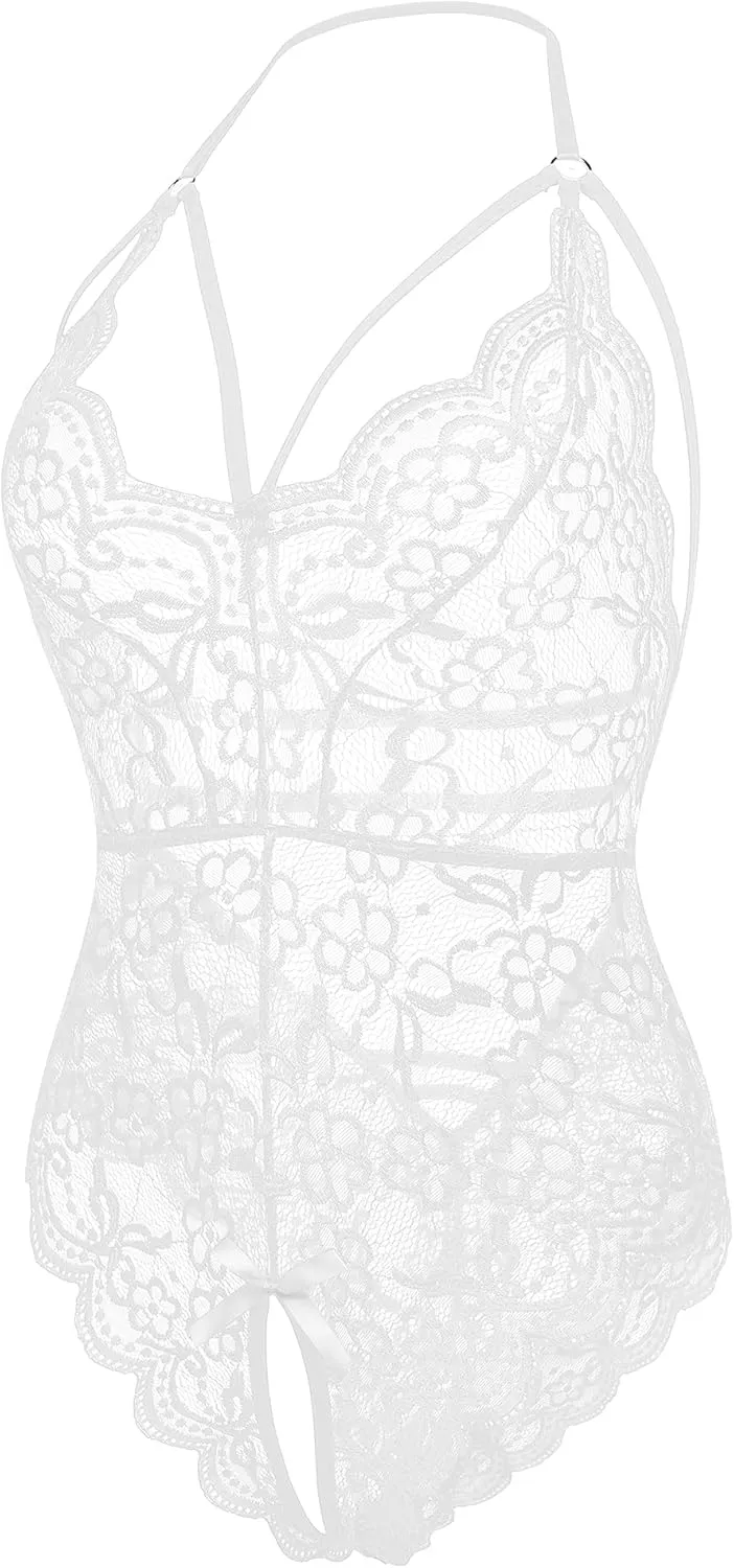 LOLLO VITA Women Lingerie Lace Bodysuit Floral Babydoll One Piece Sleepwear