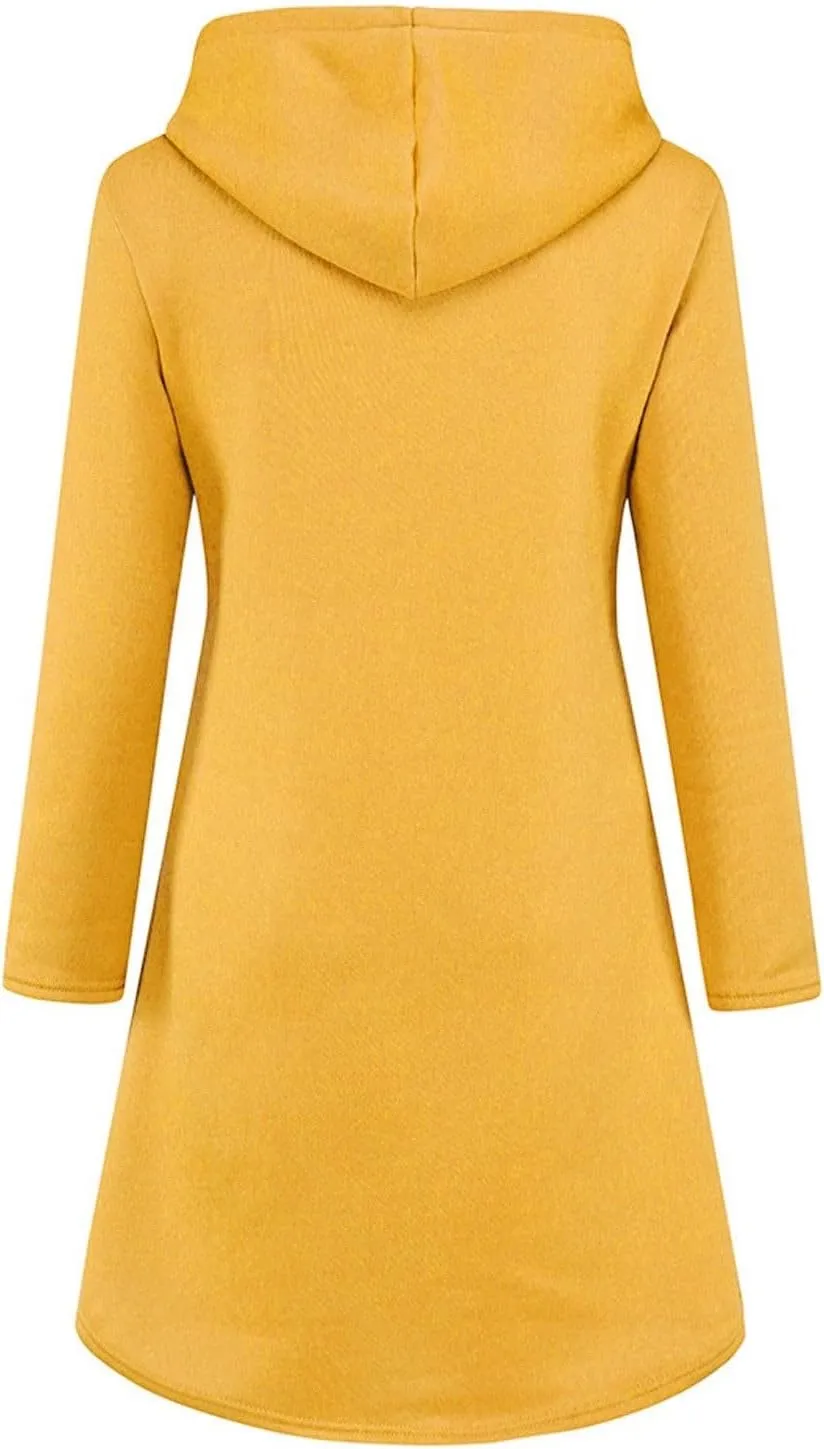 Long Sleeve Dress for Women Lightweight Kangaroo Pocket Hoodie Dress Fall Hoode Sweatshirts Dress for Women