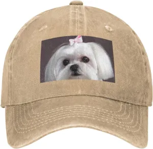 Lovely Maltese Dog Unisex Baseball Cap Breathable Cotton Trucker Hat Classic Denim Dad Hat Summer Sun Hat