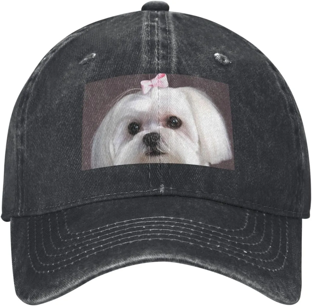 Lovely Maltese Dog Unisex Baseball Cap Breathable Cotton Trucker Hat Classic Denim Dad Hat Summer Sun Hat