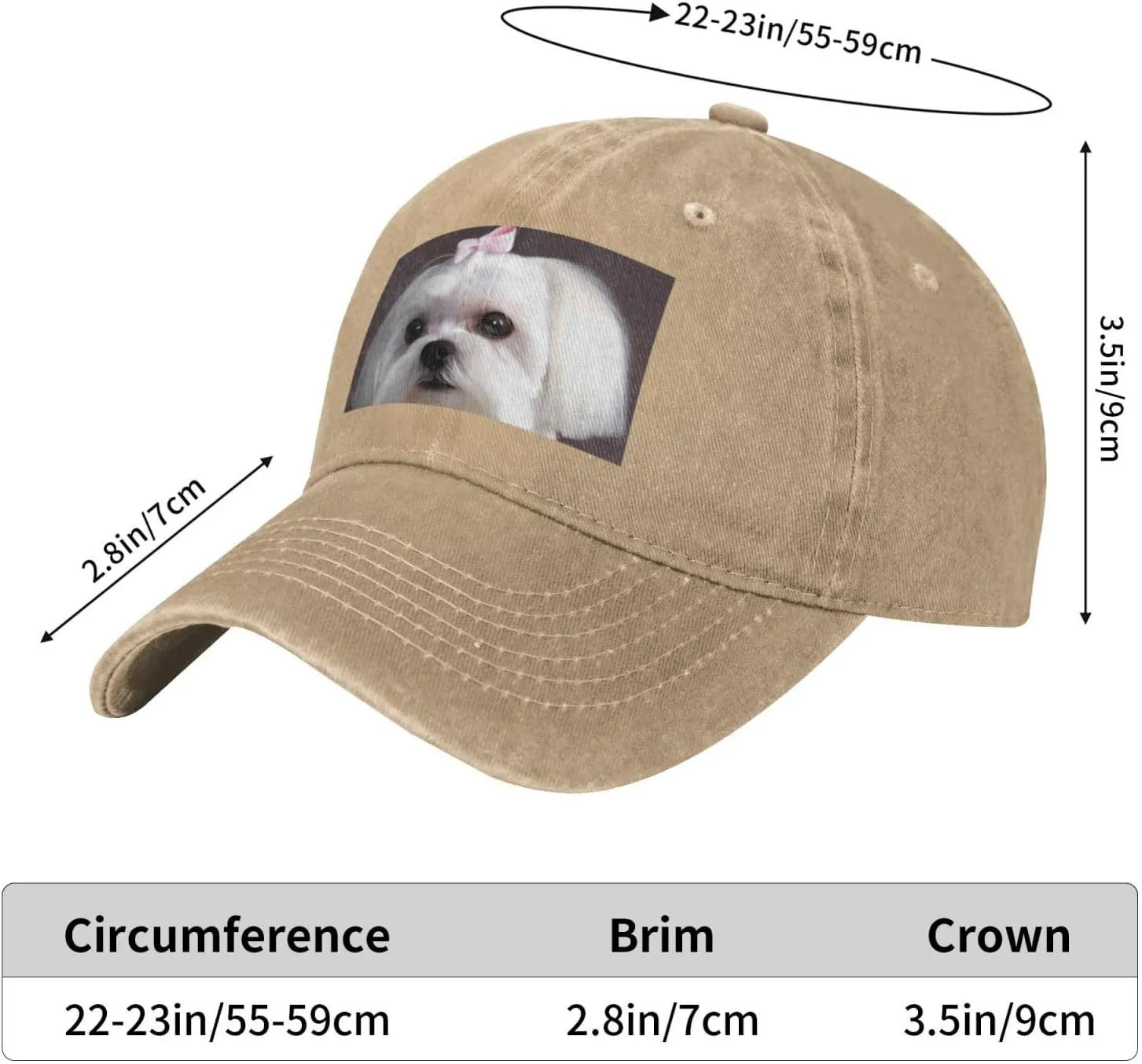 Lovely Maltese Dog Unisex Baseball Cap Breathable Cotton Trucker Hat Classic Denim Dad Hat Summer Sun Hat