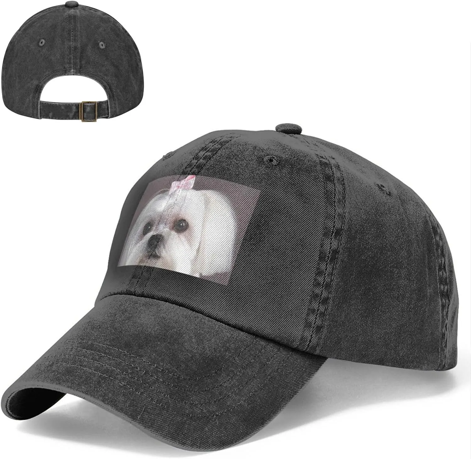 Lovely Maltese Dog Unisex Baseball Cap Breathable Cotton Trucker Hat Classic Denim Dad Hat Summer Sun Hat
