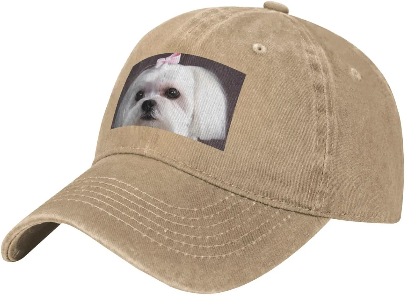Lovely Maltese Dog Unisex Baseball Cap Breathable Cotton Trucker Hat Classic Denim Dad Hat Summer Sun Hat