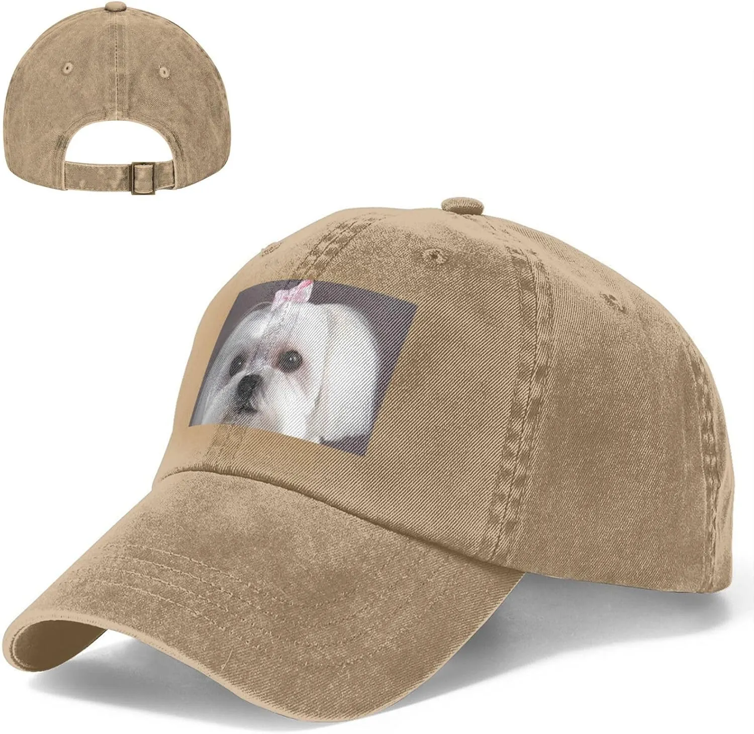 Lovely Maltese Dog Unisex Baseball Cap Breathable Cotton Trucker Hat Classic Denim Dad Hat Summer Sun Hat