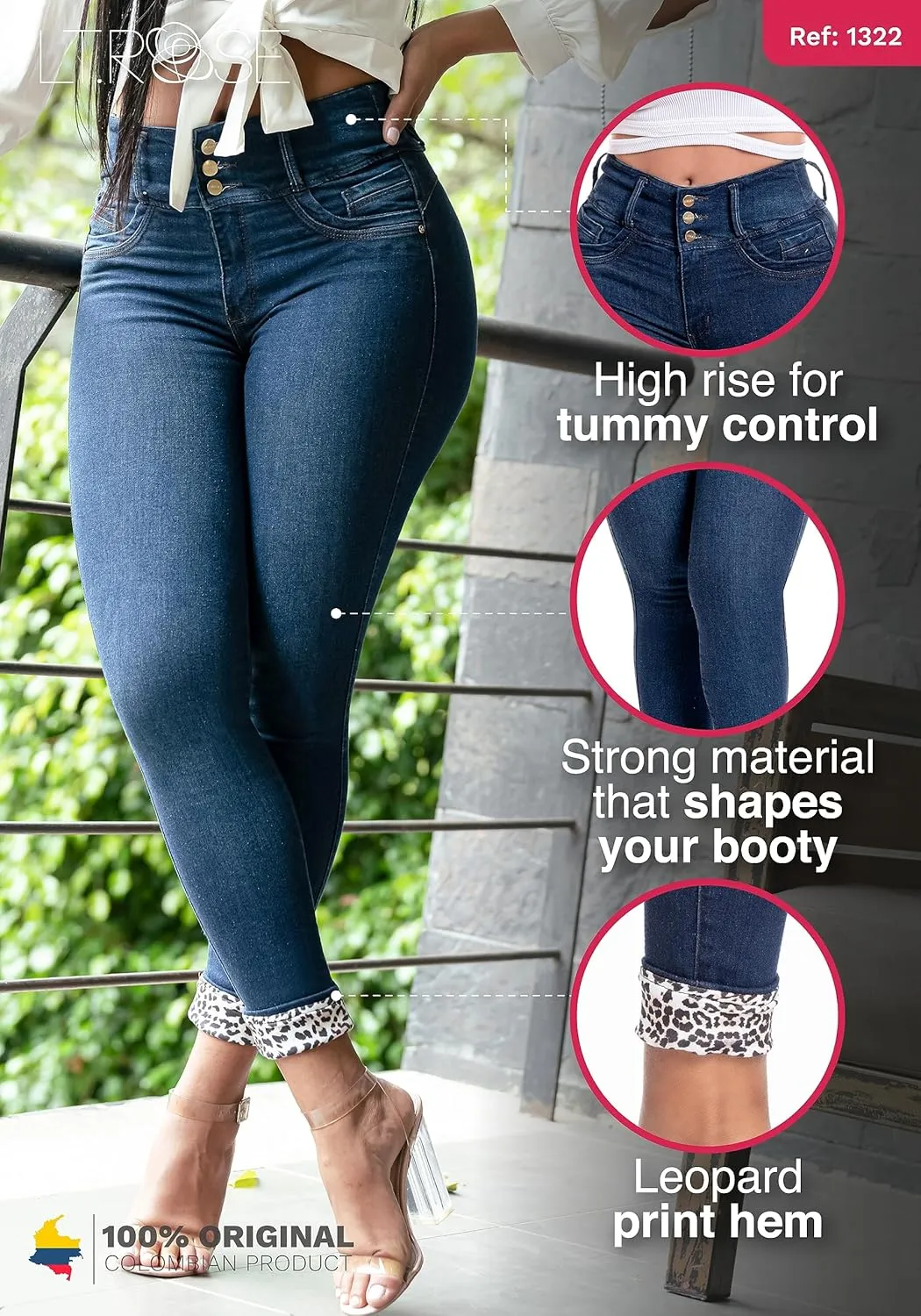 LT.ROSE Pantalones Colombianos Levanta cola | Butt Lifting Jeans | High Waisted Jeans for Women | Colombian Jeans