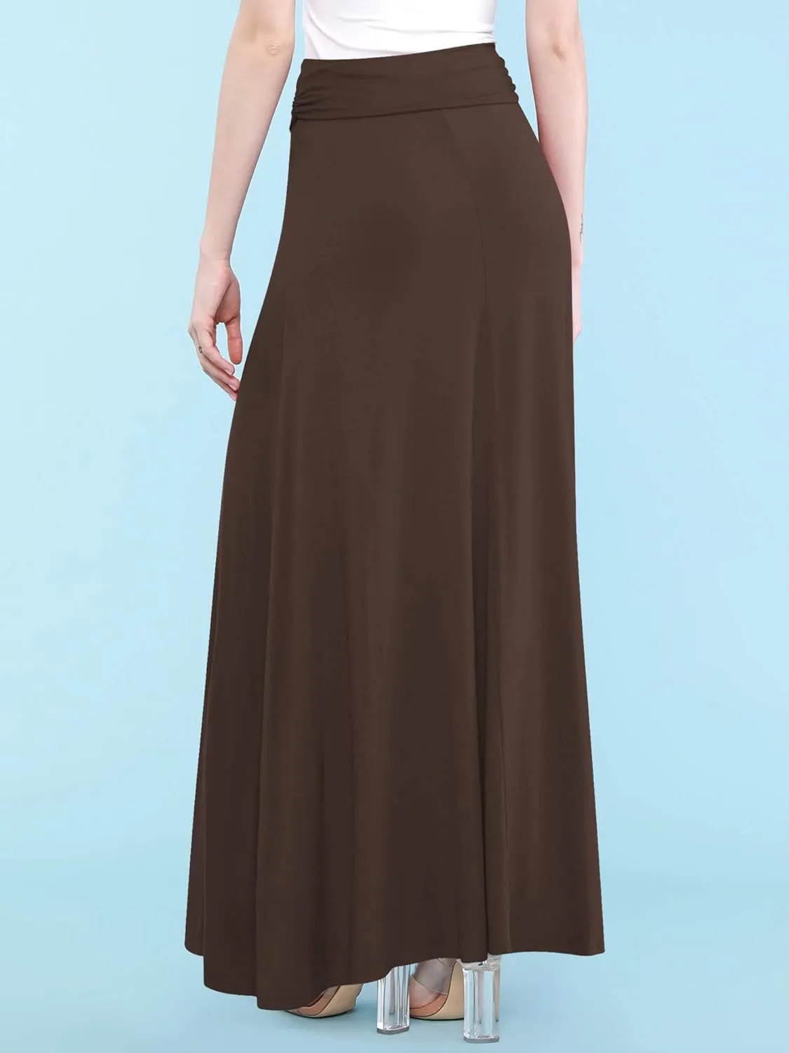 Made By Johnny Women's Solid Basic Lightweight Floor Length Flare Long Maxi Lounge Skirt (S~3XL)
